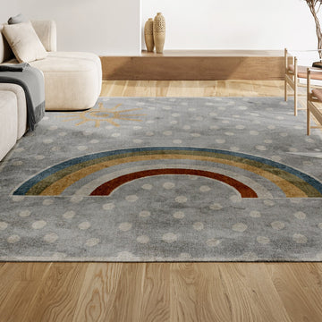 Minha Rainbow Dot Modern Machine-washable Area Rug